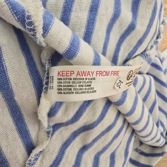 Free People Striped Smocked Midi Dress Blue White Tie Shoulder Women's M - Picture 5 of 12